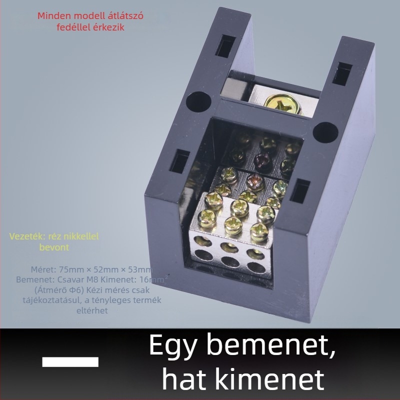 Nagy teljesítményű terminál blokk 380V, 4 bemenet, 16 kimenet, háromfázisú négyvezetékes elosztó, 300A