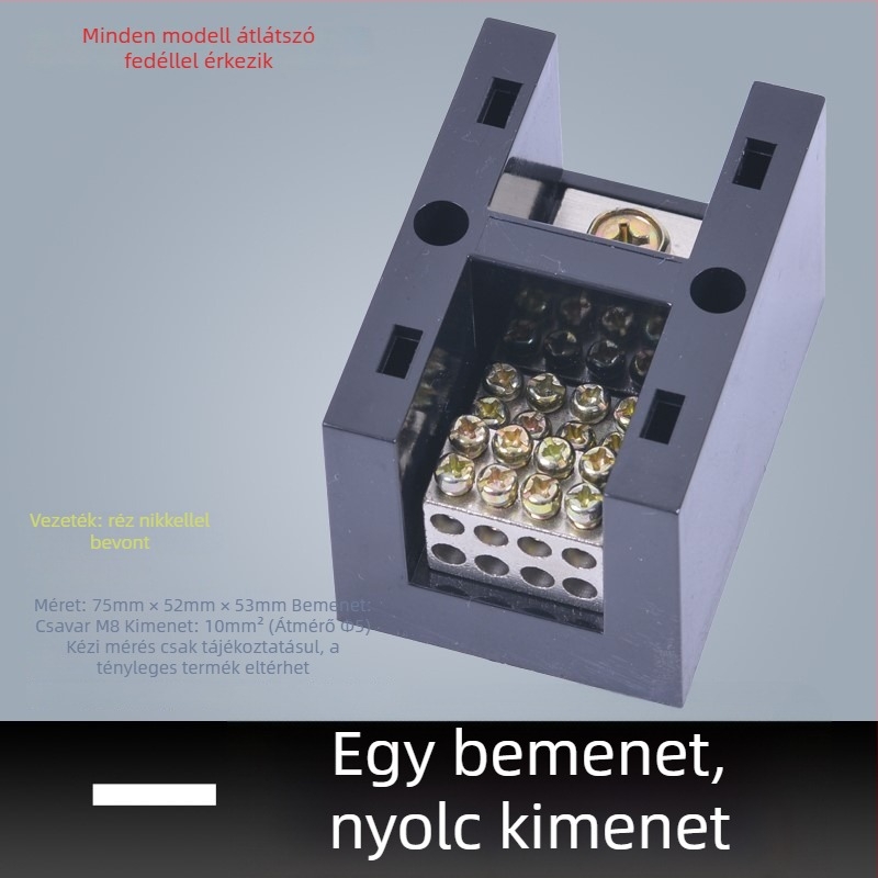 Nagy teljesítményű terminál blokk 380V, 4 bemenet, 16 kimenet, háromfázisú négyvezetékes elosztó, 300A