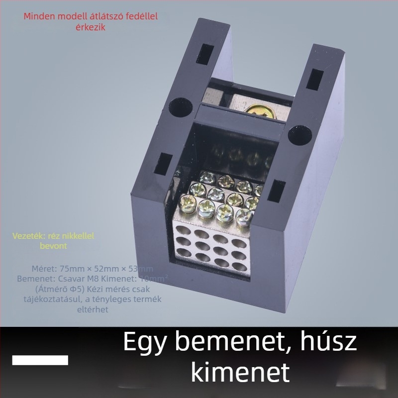 Nagy teljesítményű terminál blokk 380V, 4 bemenet, 16 kimenet, háromfázisú négyvezetékes elosztó, 300A