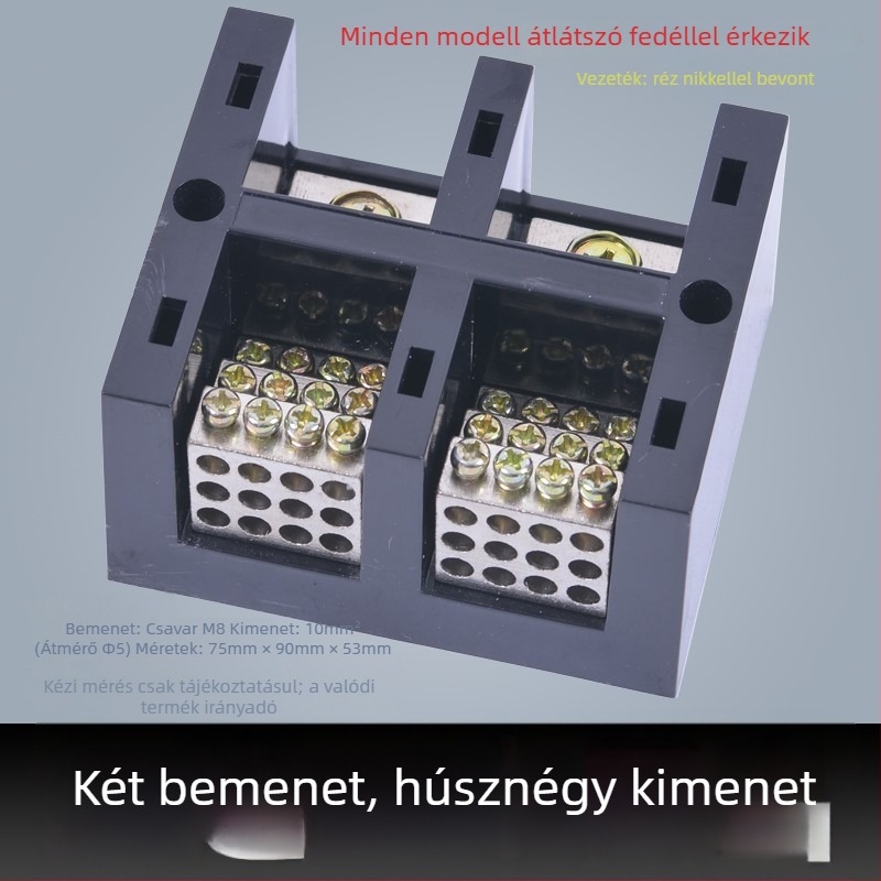 Nagy teljesítményű terminál blokk 380V, 4 bemenet, 16 kimenet, háromfázisú négyvezetékes elosztó, 300A