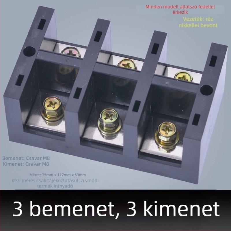 Nagy teljesítményű terminál blokk 380V, 4 bemenet, 16 kimenet, háromfázisú négyvezetékes elosztó, 300A