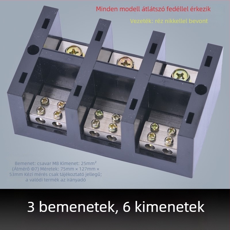 Nagy teljesítményű terminál blokk 380V, 4 bemenet, 16 kimenet, háromfázisú négyvezetékes elosztó, 300A