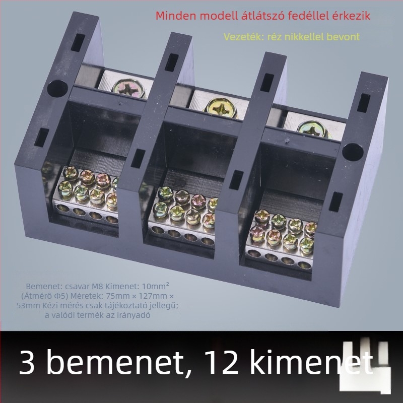 Nagy teljesítményű terminál blokk 380V, 4 bemenet, 16 kimenet, háromfázisú négyvezetékes elosztó, 300A