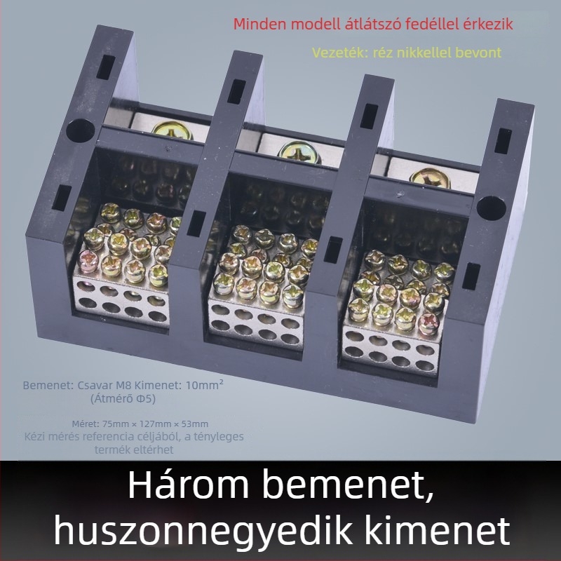 Nagy teljesítményű terminál blokk 380V, 4 bemenet, 16 kimenet, háromfázisú négyvezetékes elosztó, 300A