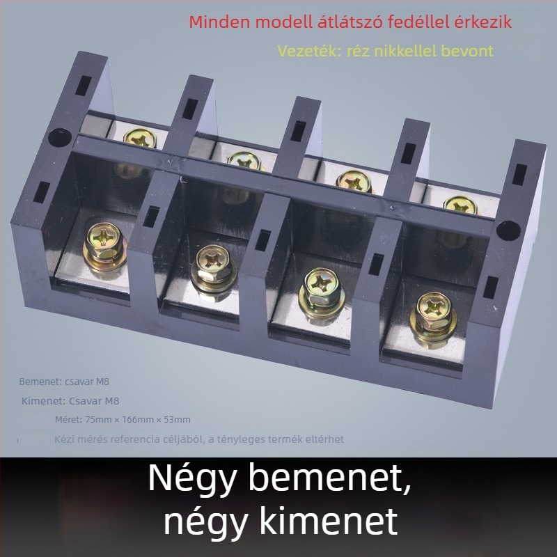 Nagy teljesítményű terminál blokk 380V, 4 bemenet, 16 kimenet, háromfázisú négyvezetékes elosztó, 300A