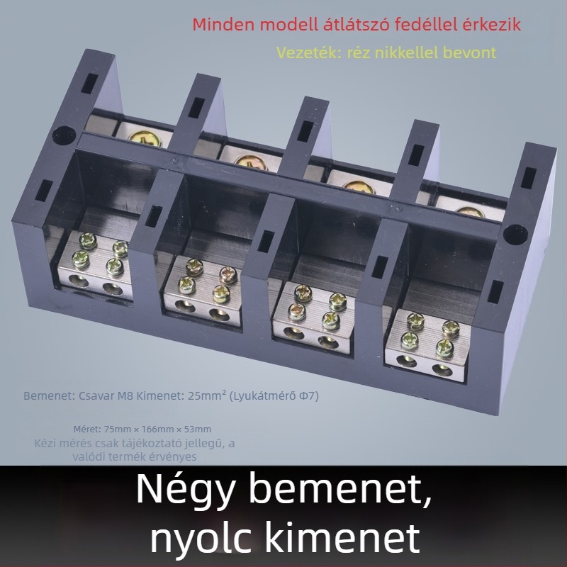 Nagy teljesítményű terminál blokk 380V, 4 bemenet, 16 kimenet, háromfázisú négyvezetékes elosztó, 300A