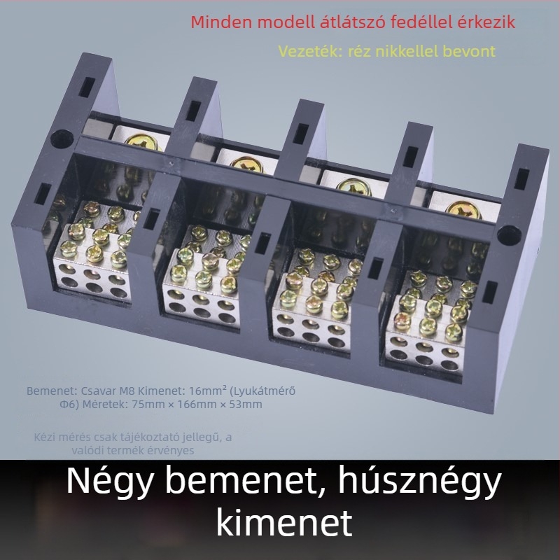 Nagy teljesítményű terminál blokk 380V, 4 bemenet, 16 kimenet, háromfázisú négyvezetékes elosztó, 300A