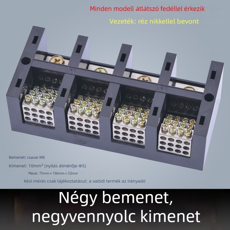 Nagy teljesítményű terminál blokk 380V, 4 bemenet, 16 kimenet, háromfázisú négyvezetékes elosztó, 300A