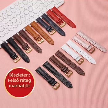 Óraszíj valódi bőrből, borjúbőrből, pin csattal, uniszex