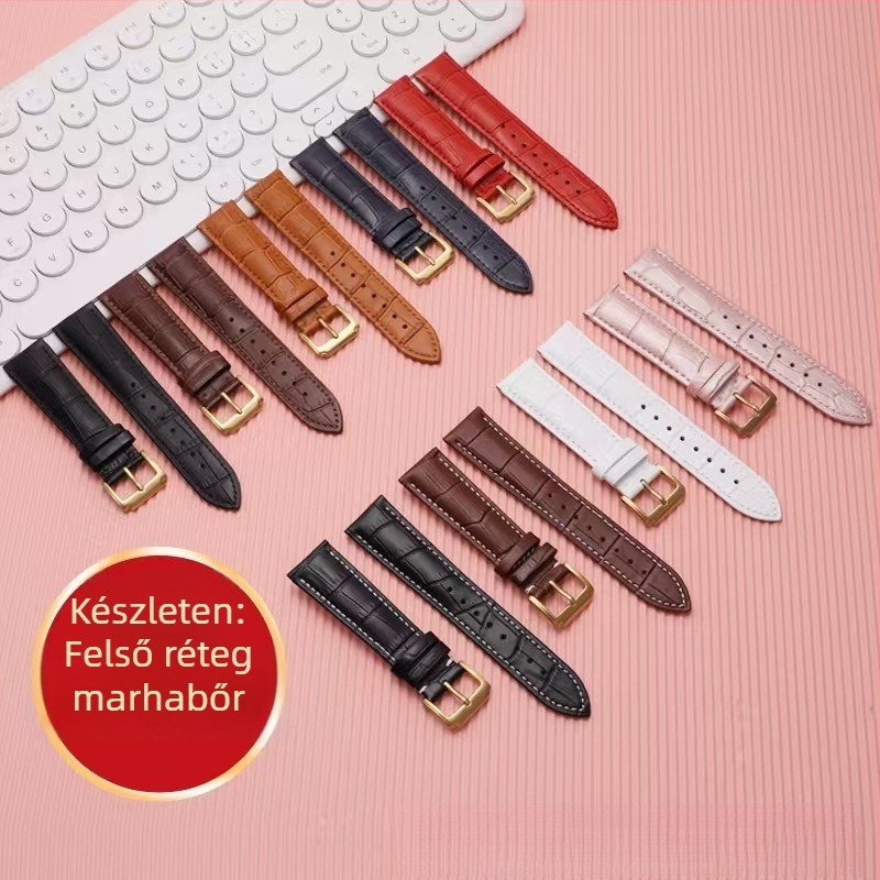 Óraszíj valódi bőrből, borjúbőrből, pin csattal, uniszex