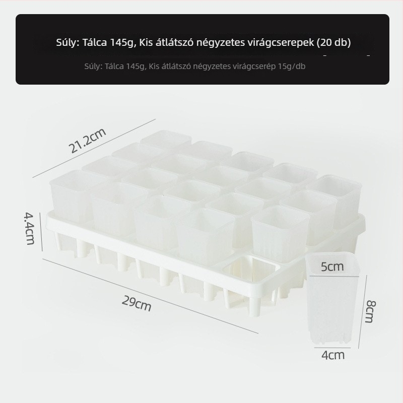 Palántatál tartóval, légáteresztő, erős és tartós, injekciós öntésű műanyagból, 8/12/20/24 lyuk opciók