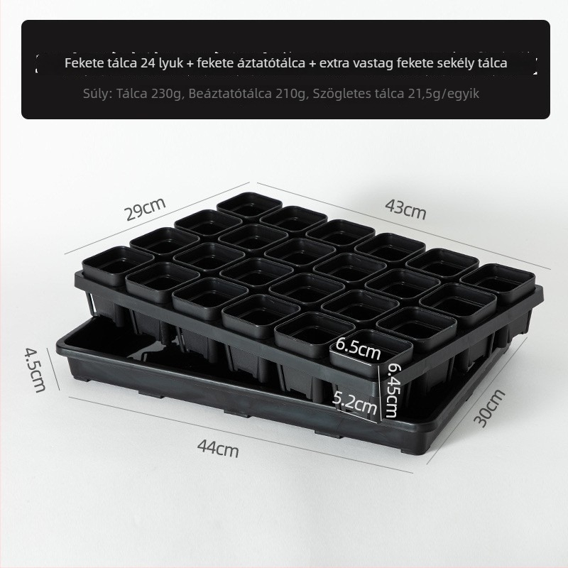 Palántatál tartóval, légáteresztő, erős és tartós, injekciós öntésű műanyagból, 8/12/20/24 lyuk opciók