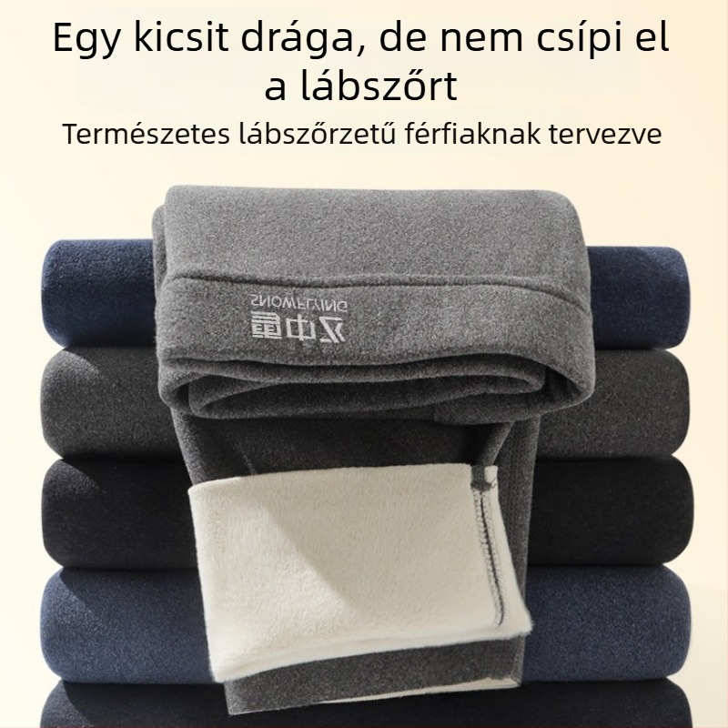 Férfiaknak készült varrat nélküli termo nadrág fleece-betéttel, extra vastag, nagy méret, belső viseléshez