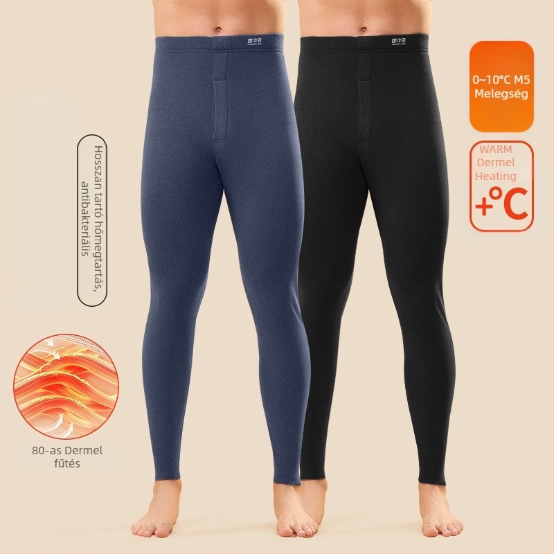 Férfiaknak készült varrat nélküli termo nadrág fleece-betéttel, extra vastag, nagy méret, belső viseléshez