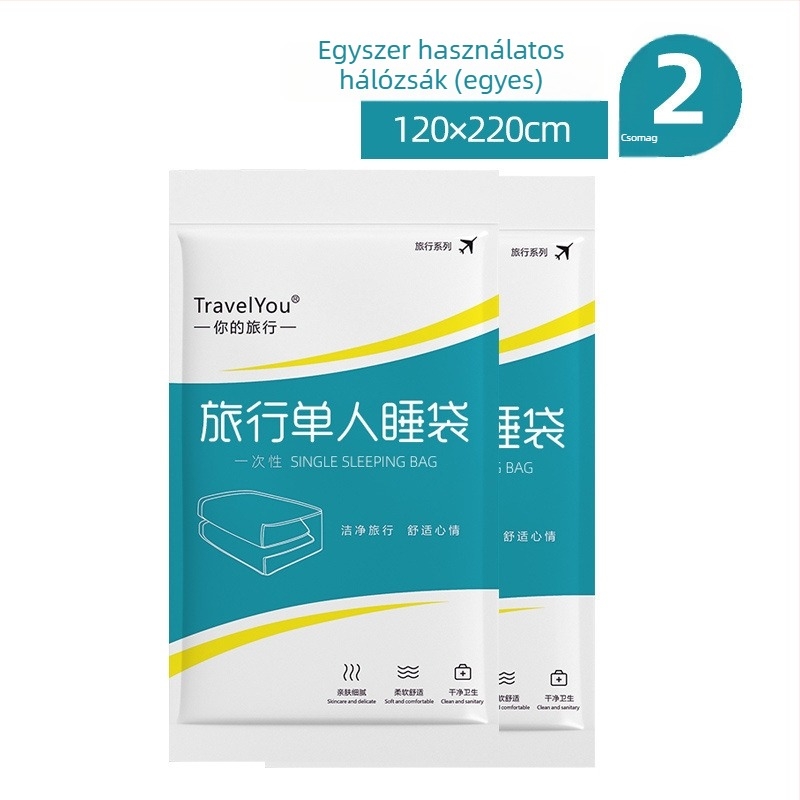 Utazási egyszer használatos ágyneműkészlet — 4 darab, nem szövött textil, tartalmaz lepedőt, paplanhuzatot és párnahuzatot