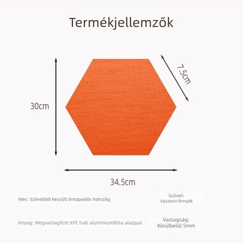 Hatszögletű textil önragasztó falikép, étkező és hálószoba hátfalára, penészmentes, ütésálló, 3D puha falpanel
