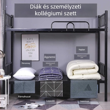 Négy darabos kollégiumi ágyneműkészlet: paplanhuzat, paplan, lepedő és párnahuzatok, szintetikus anyagból, rajzfilm motívum, egész éves használatra