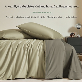 Prémium érzetű, 120 szálas hosszú szálú pamut, négy részes ágyneműkészlet, A osztályú pamut, lepedők és dunyhahuzat, teljes pamut, minden évszakban használható.