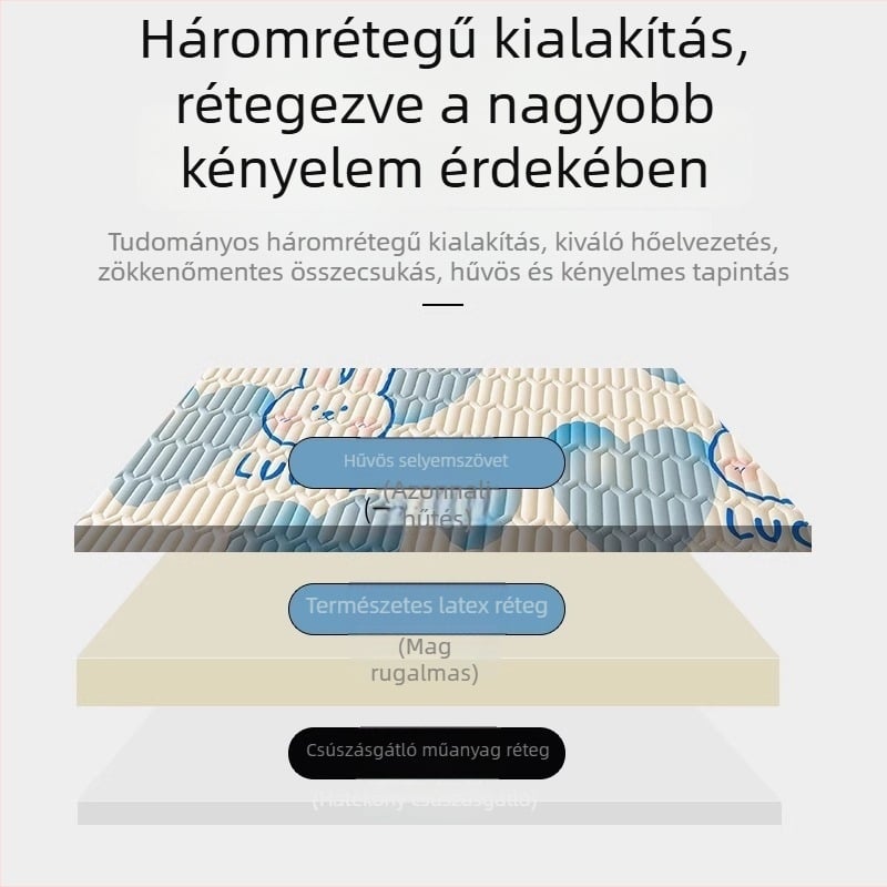 Latex hűtő ágyneműszett Ice Silk, háromrészes, géppel mosható, nyári puha matrac 1,2–2,0 m ágyakhoz, anyának és babának biztonságos