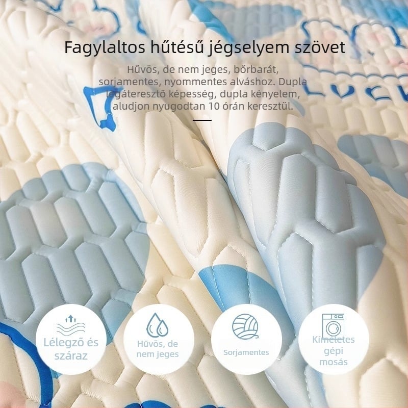 Latex hűtő ágyneműszett Ice Silk, háromrészes, géppel mosható, nyári puha matrac 1,2–2,0 m ágyakhoz, anyának és babának biztonságos