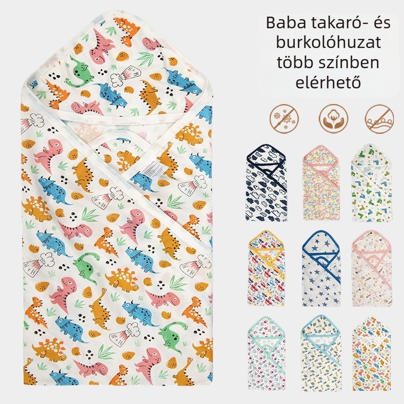 Kapucnis újszülött baba swaddle takaró – őszi-téli, hálózsák-stílusú, poliészter rost