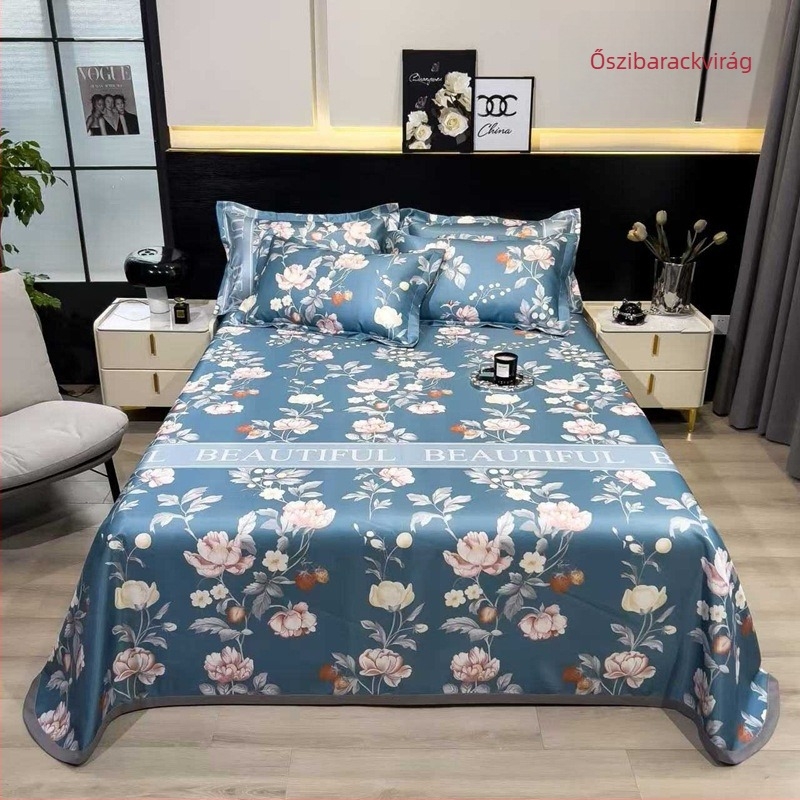 Jégselyem matrac készlet, összecsukható pasztorális stílus, nyomtatott szövés, kémiai rost