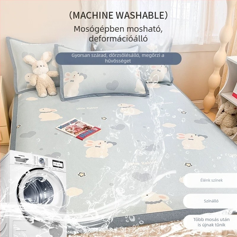 2026 Új A-kategóriás Ice Silk Cooling Mat, Ice Rattan Mat – Háromrészes matrakkészlet gumis lepedővel, mosógépben mosható