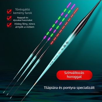 Tilápia horgász úszó színváltó fényével, rövid lábú, karcsú testű, elektronikus úszó nappali és éjszakai használatra