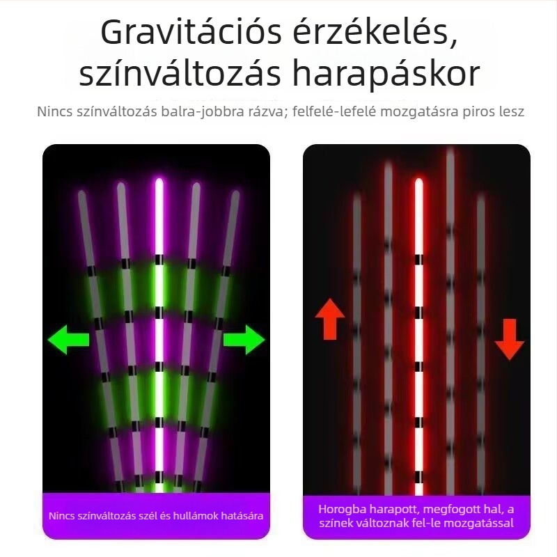 Tilápia horgász úszó színváltó fényével, rövid lábú, karcsú testű, elektronikus úszó nappali és éjszakai használatra