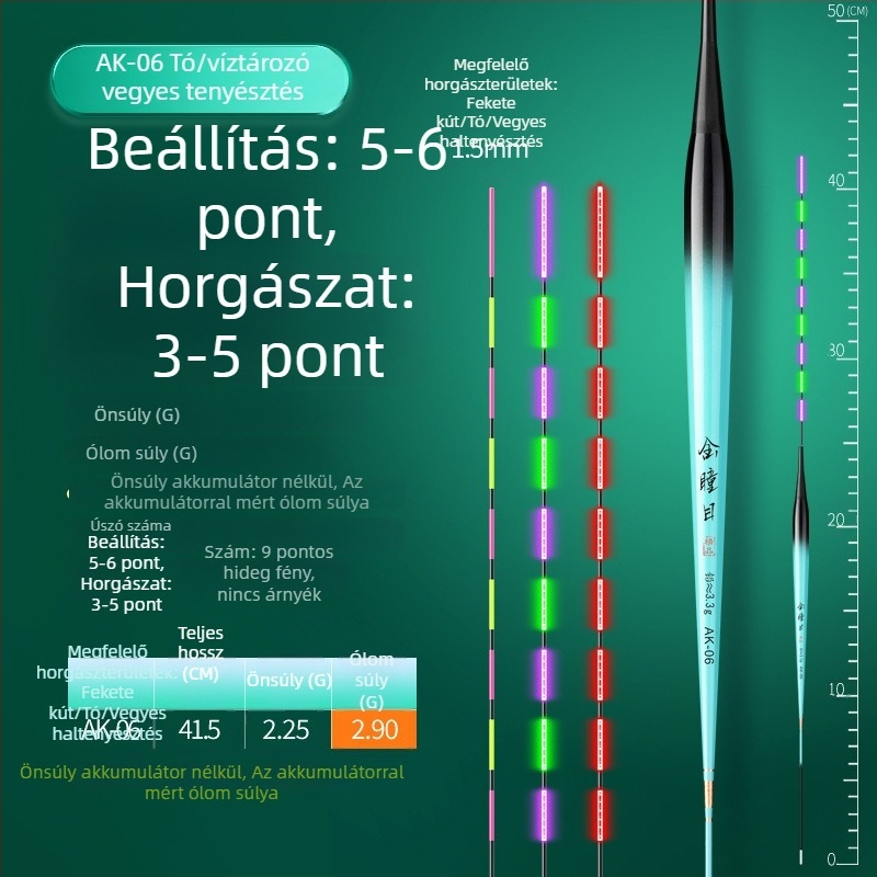 Tilápia horgász úszó színváltó fényével, rövid lábú, karcsú testű, elektronikus úszó nappali és éjszakai használatra