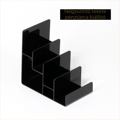 Pénztárca és táska kiállítóállvány, kétszintes, injekciós öntvény kivitel, gipsz burkolat, létra alakú