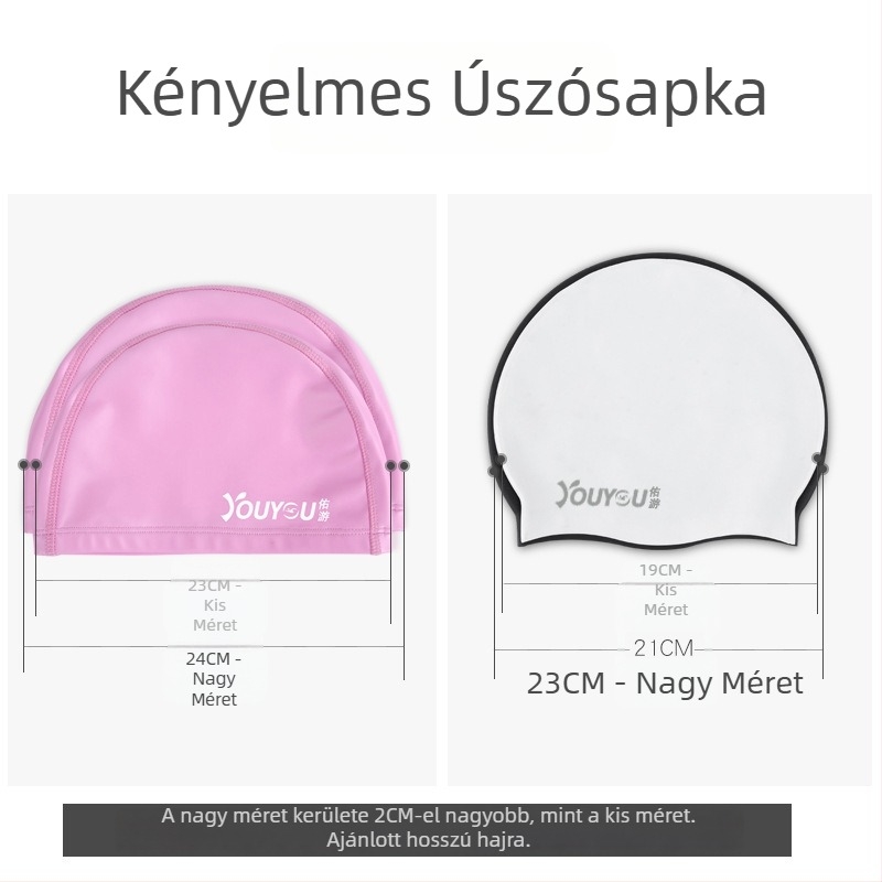 Youyou felnőtt szilikon úszósapka fülvédővel – vízálló, egyszínű