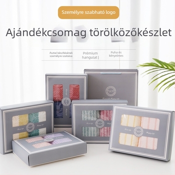 Két darabos arc-törölköző korall plüss anyagból, ajándékdobozzal ellátott készlet, hímzett logó, testreszabható