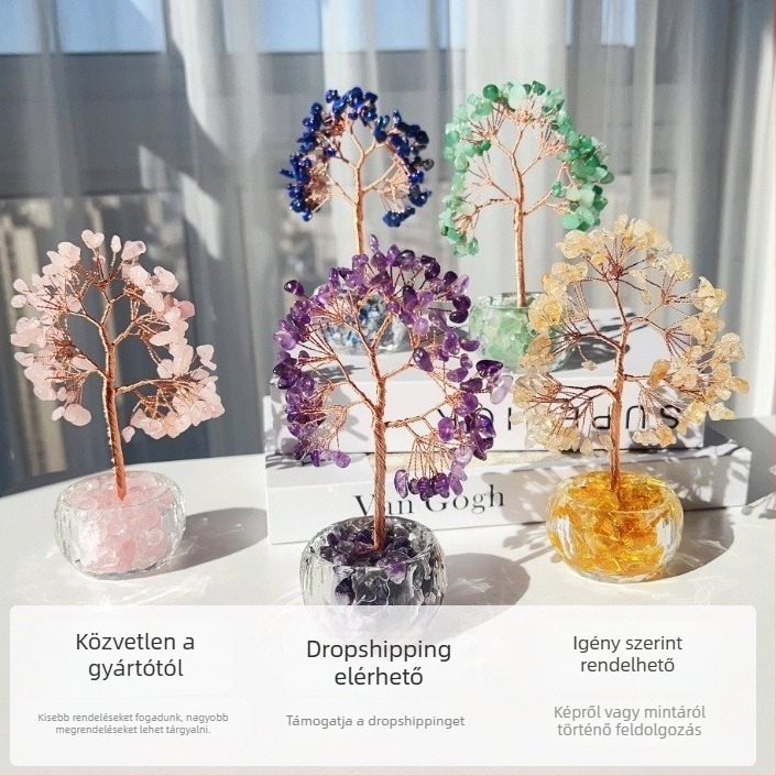  Kristály pénzfa – asztali dekoráció, anyag Crystal Macadam, kategória kristály kő, stílus modern minimalizmus
