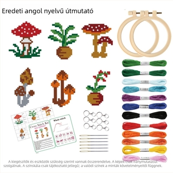 Kezdő keresztszemes készlet – DIY, 11CT vászon, virágok és levelek minta