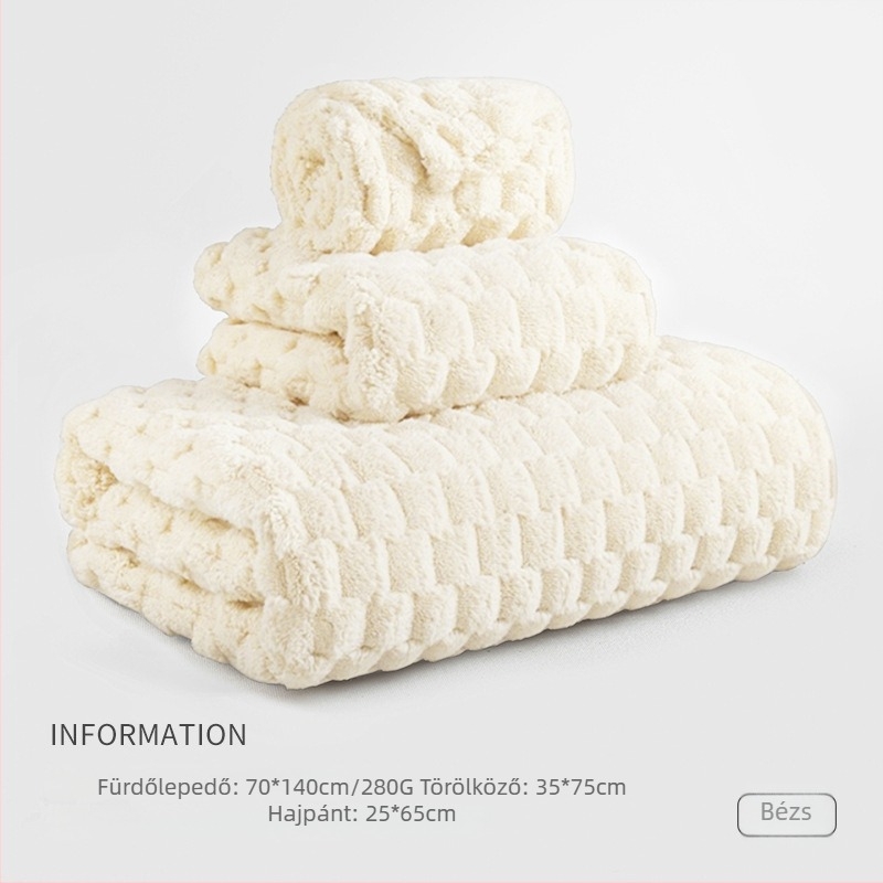 Háromdarabos törölközőkészlet egyetemi kollégium számára, 100% más anyag, 150D szál, jacquard szövés, minden törölköző kevesebb mint 100 g.