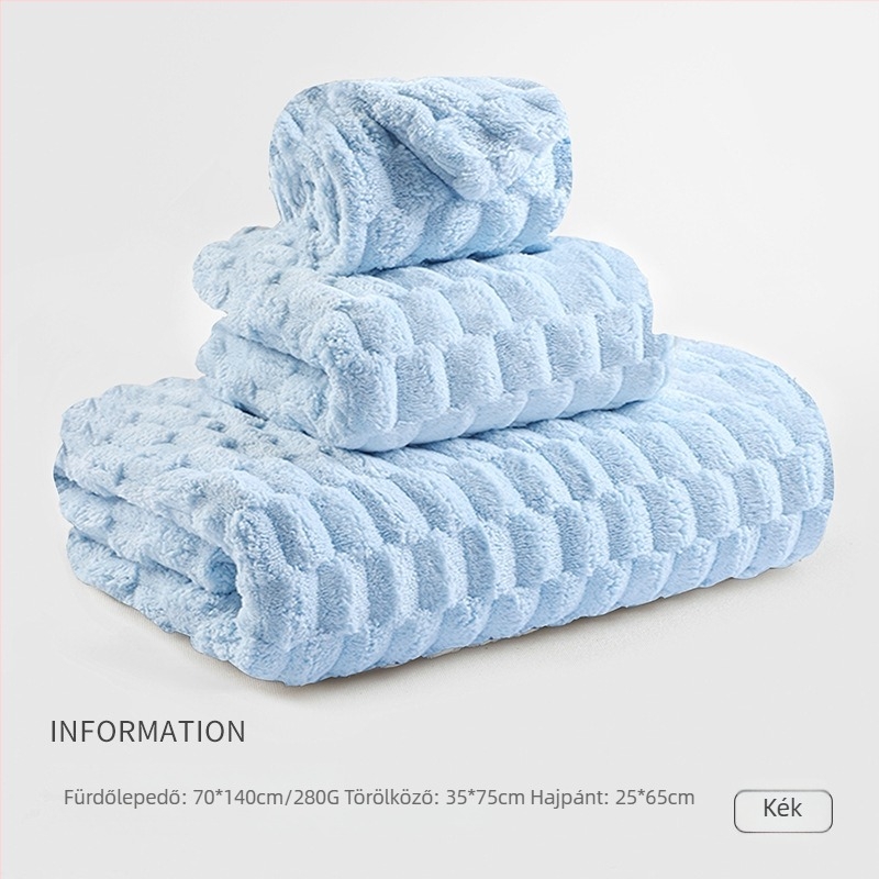 Háromdarabos törölközőkészlet egyetemi kollégium számára, 100% más anyag, 150D szál, jacquard szövés, minden törölköző kevesebb mint 100 g.