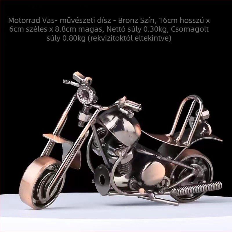 Ipari stílusú fém motormodell dísz – nappaliba való dekoráció; felület: elektroplatírozás; testreszabás nincs