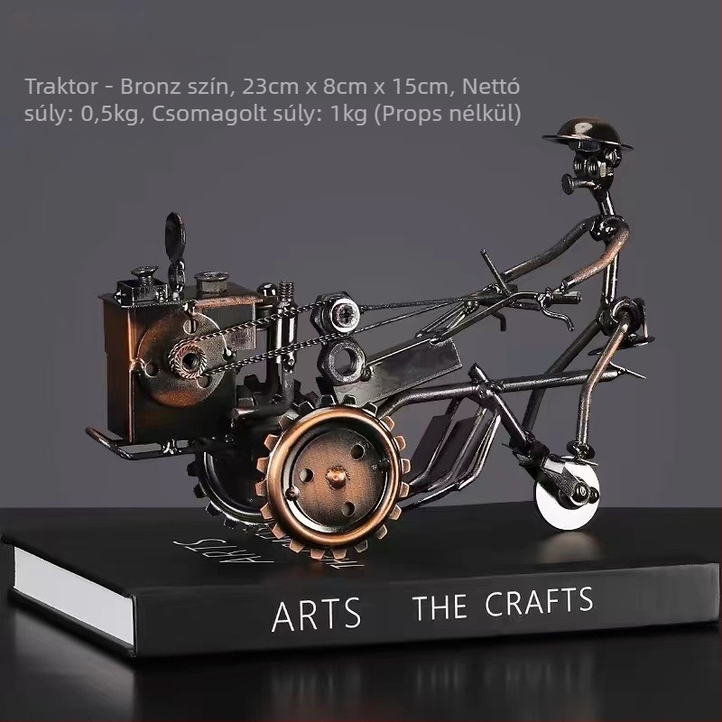 Ipari stílusú fém motormodell dísz – nappaliba való dekoráció; felület: elektroplatírozás; testreszabás nincs