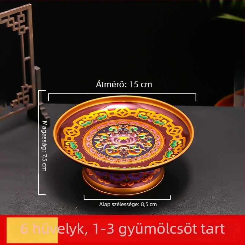 Gazdagság Istene gyümölcstál — dekoratív Buddha-altarra való felajánlótál