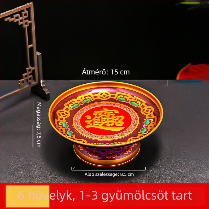 Gazdagság Istene gyümölcstál — dekoratív Buddha-altarra való felajánlótál