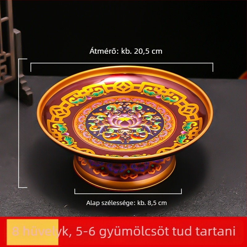 Gazdagság Istene gyümölcstál — dekoratív Buddha-altarra való felajánlótál