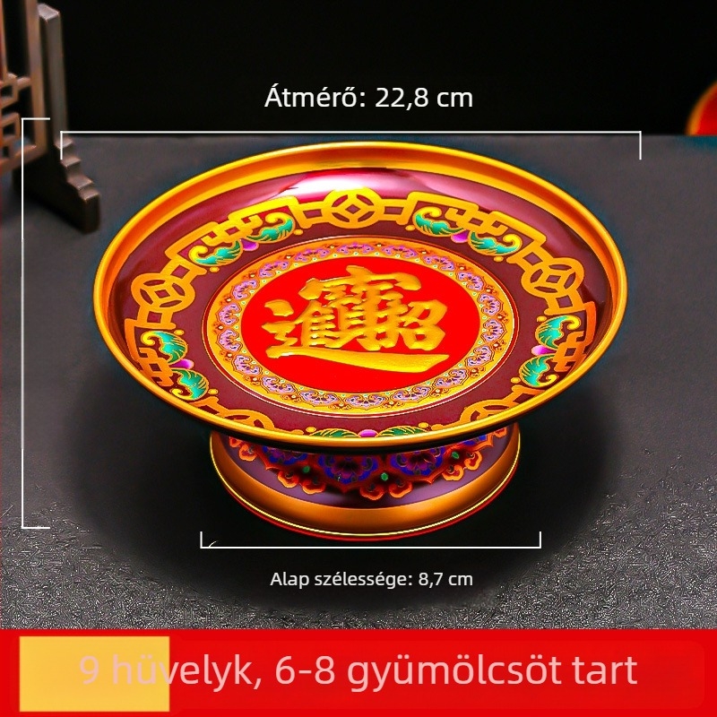 Gazdagság Istene gyümölcstál — dekoratív Buddha-altarra való felajánlótál
