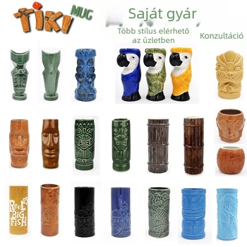 Porcelán bögre – Kreatív Tiki dizájn, Cartoon zombie arc, Hengeres forma, Hőálló