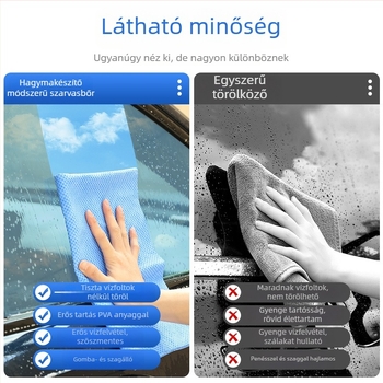 PVA autóápoló törlőkendő, őz bőrére emlékeztető dizájn, nedvszívó, szálmentes, 150 g, Plain-Weave, Többfunkciós