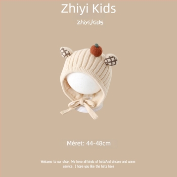 Uniszex gyapjú sapka fülvédővel babáknak és 1–4 éves gyerekeknek, koreai stílusú aranyos kötött sapka, téli meleg