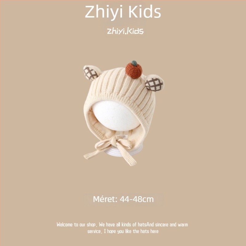 Uniszex gyapjú sapka fülvédővel babáknak és 1–4 éves gyerekeknek, koreai stílusú aranyos kötött sapka, téli meleg