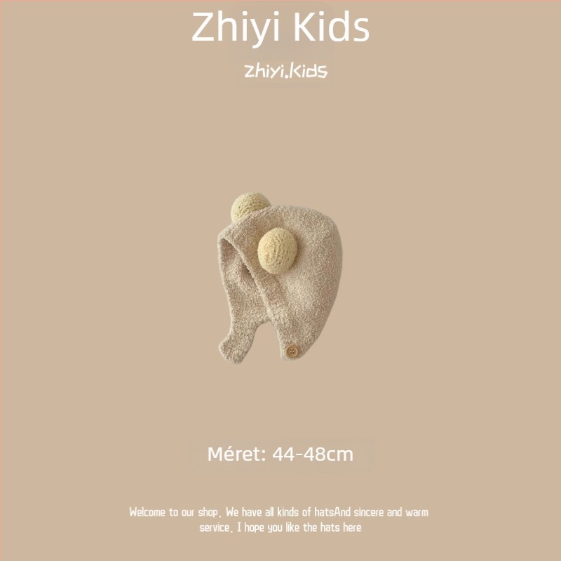 Uniszex gyapjú sapka fülvédővel babáknak és 1–4 éves gyerekeknek, koreai stílusú aranyos kötött sapka, téli meleg