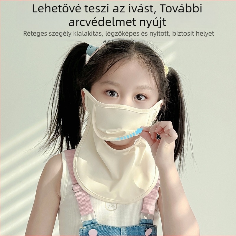 Gyerekeknek szóló nejlon arcmaszk UV-védelmével, légáteresztő, szélálló, porálló, teljes arcot fed