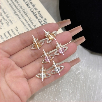 Nyitott gyűrű Szaturnusz motívummal, réz anyag, elektroplakálás, női stílus, 2025 tavaszi megjelenés